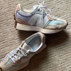 New Balance Women's Cream and Blue Sneakers